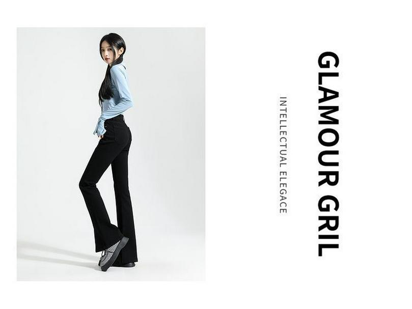 Damen Schwarz High-Waist Schlagjeans mit Schlitzen, Petite Slim Fit, Herbst/Winter.