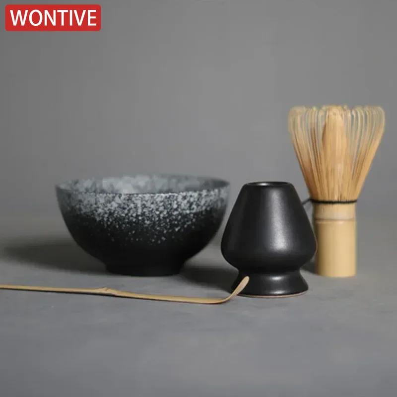 3/4 Stück Handgefertigt Zuhause Leicht zu Reinigen Matcha Tee Set Werkzeugständer Kit Schale Besen Schaufel Geschenk Zeremonie Traditionelles Japanisches Zubehör