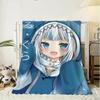 G-Gawr Gura Anime Throw Soft Flannel Throw Blanket, Lightweight Breathable Summer Nap Blanket For Sofa Home Travel Cozy Decor