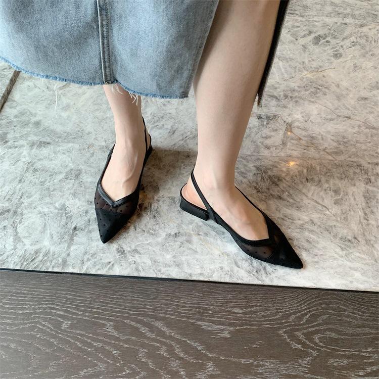 Классические женские туфли класса люкс сандалии в горошек с открытой пяткой женские — фото 9