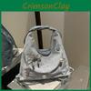 Large Capacity Silver Shoulder Bag With Zipper Closure For Commuting And Fashion Enthusiasts