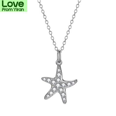 Lovans Damen S925 Halskette für Damen 's Halskette Klassische Silber Seestern Anhänger Halskette Niedlicher Hochzeitsschmuck Er1397
