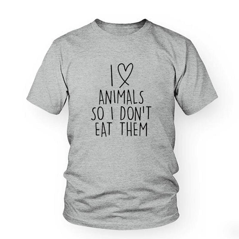 Tee Unisex I Love Animals So I Don't Eat Them Vegetarian Vegan Tees Women T-shirt MENS T SHIRT Gift T Shirt Tops