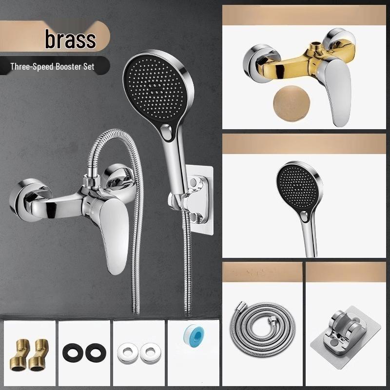 TLXT Copper Wall-Mounted Bathroom Mixer Faucet with Shower