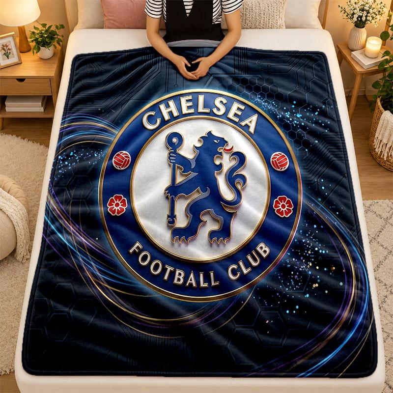 Flannel BlanketChelsea FC Warm Soft Throw Blanket for Indoor Sofa Bed Living Room Use