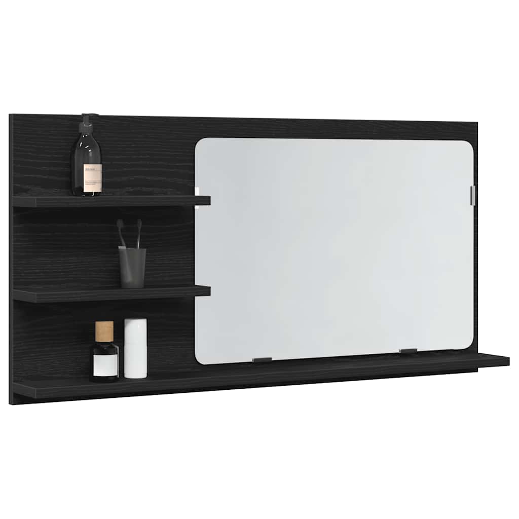 Bathroom Mirror Cabinet Black Oak 90 X 11 X 45 Cm Wood Based Panel