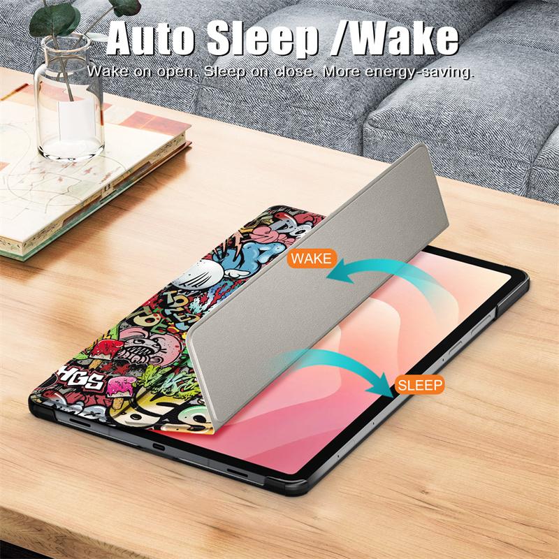 Für TAB A11 Plus 2025 Samsung Tab S11 Hülle 11 Zoll Dreifach faltbares PU-Leder Hartständer Bemalte Hülle Für Funda Galaxy Tab S11 S11 5G Hülle SM-X730 X736B