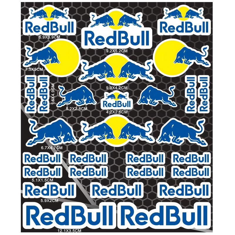 Motorcycle Stickers, Red Bull Events Sponsored Stickers, Plastic Helmet, Car Body, Homemade Decorative Waterproof Sunscreen Stickers Tank