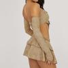 31521SY Womens Sexy Cut Out One Shoulder Top Slim Mini Skirt Set Streetwear