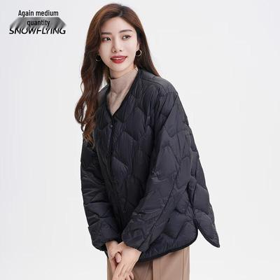 Women's Lightweight 90% Duck Down V-Neck Jacket