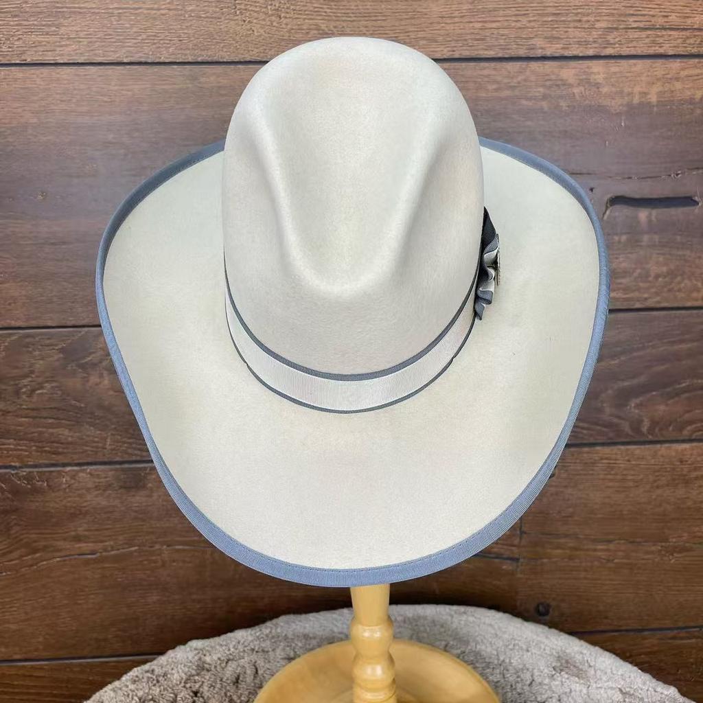 Cowboy Wind Sheep Felt Hat, Solid Color With Decorative Felt Hat