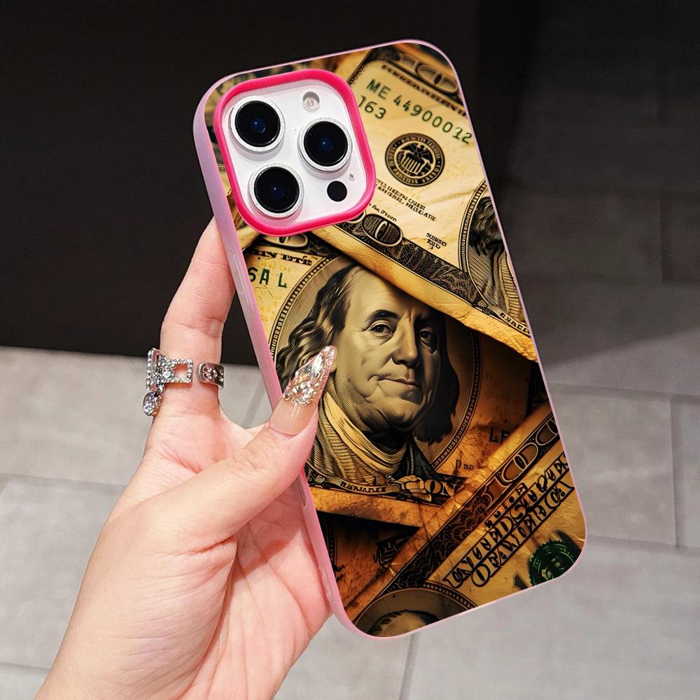 

USD Dollar Jelly Double layer Rose Red Mobile Phone Case for iPhone 17 16 15 14 13 12 11 Air Pro Max Plus Protective iPhone 12 Pro Max
