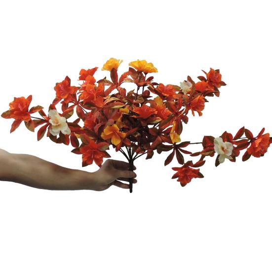 Yousheng 1/2Pcs Artificial Azalea Flower Realistic UV Resistant Fake Plastic Flower Home Table Centerpiece Indoor Outdoor Faux Bloom Decoration