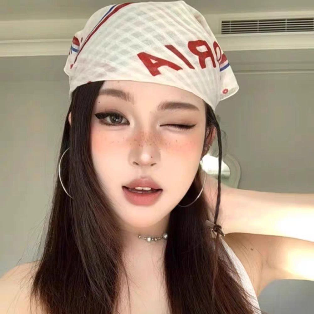 Star Y2k Print Turban All-match Small Square Scarf Exquisite Printed Headscarf  Vacation