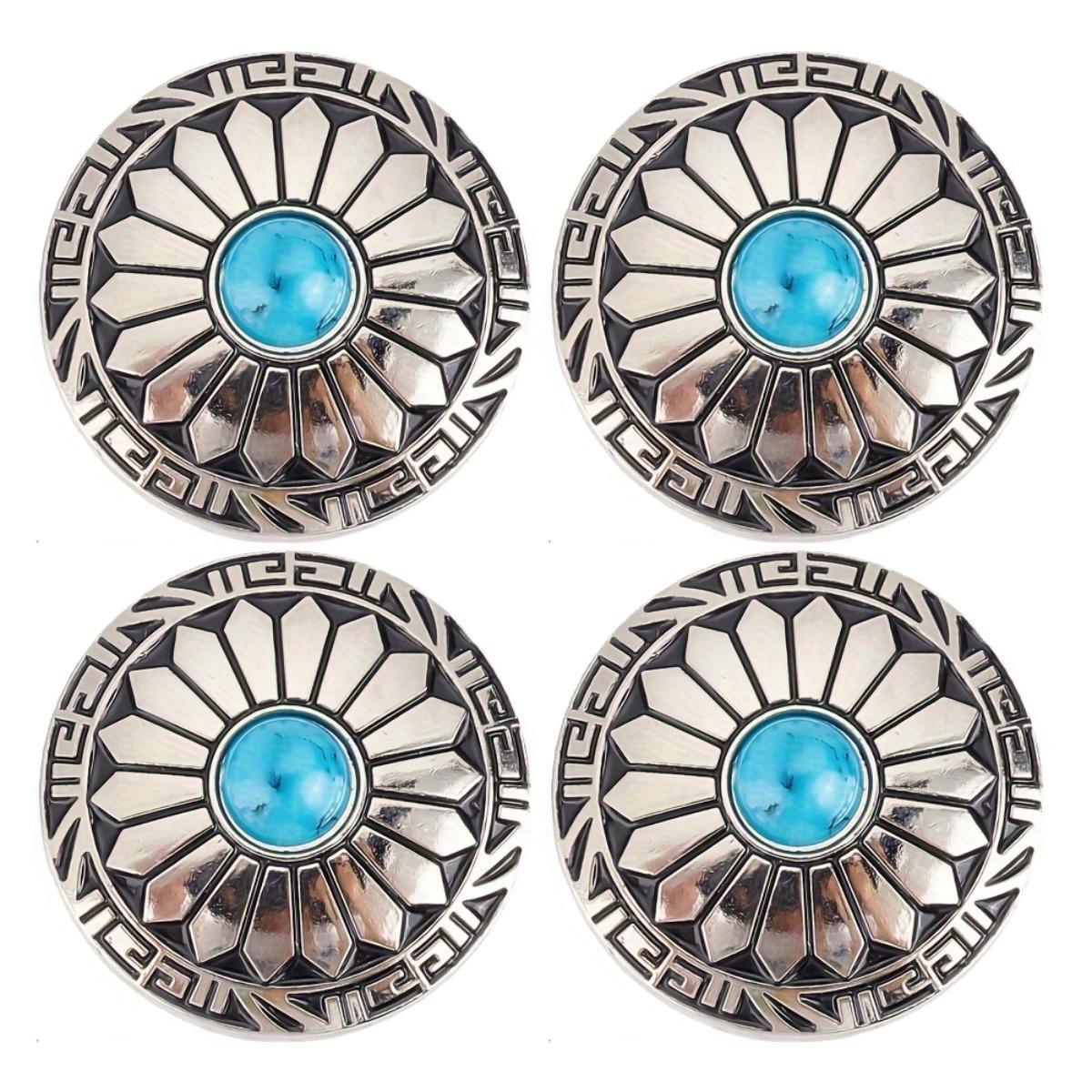 

4 шт. Винтажные пуговицы с цветком ромашки 30 мм с винтовой застежкой для кожаных изделий и шитья своими руками - сменная пряжка для сумок и тканей 4pcs синий