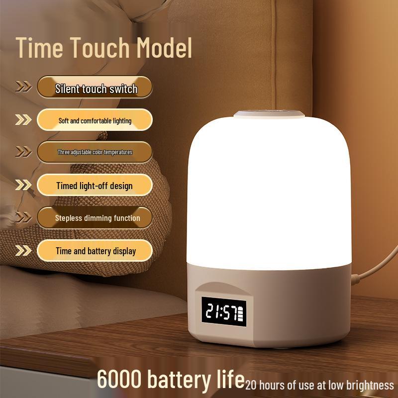 Rechargeable Stepless Dimming LED Night Light for Eye Protection - Popular Bedside Lamp