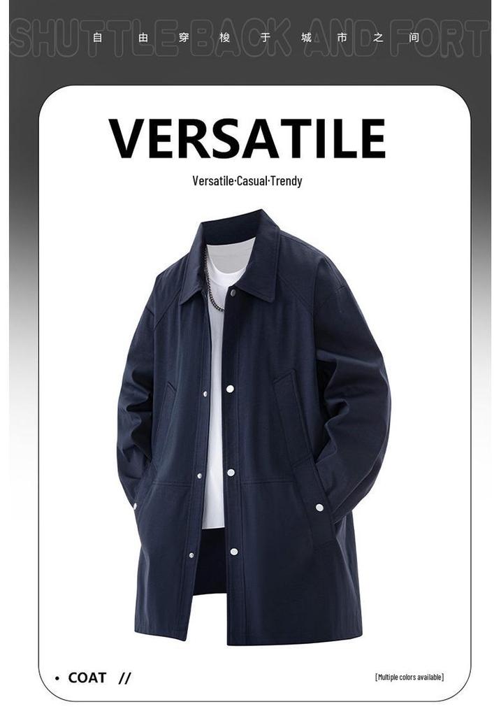 2025 Stylish Medium-Long Men's Plus Size Jacket - Spring/Autumn Youth Trend