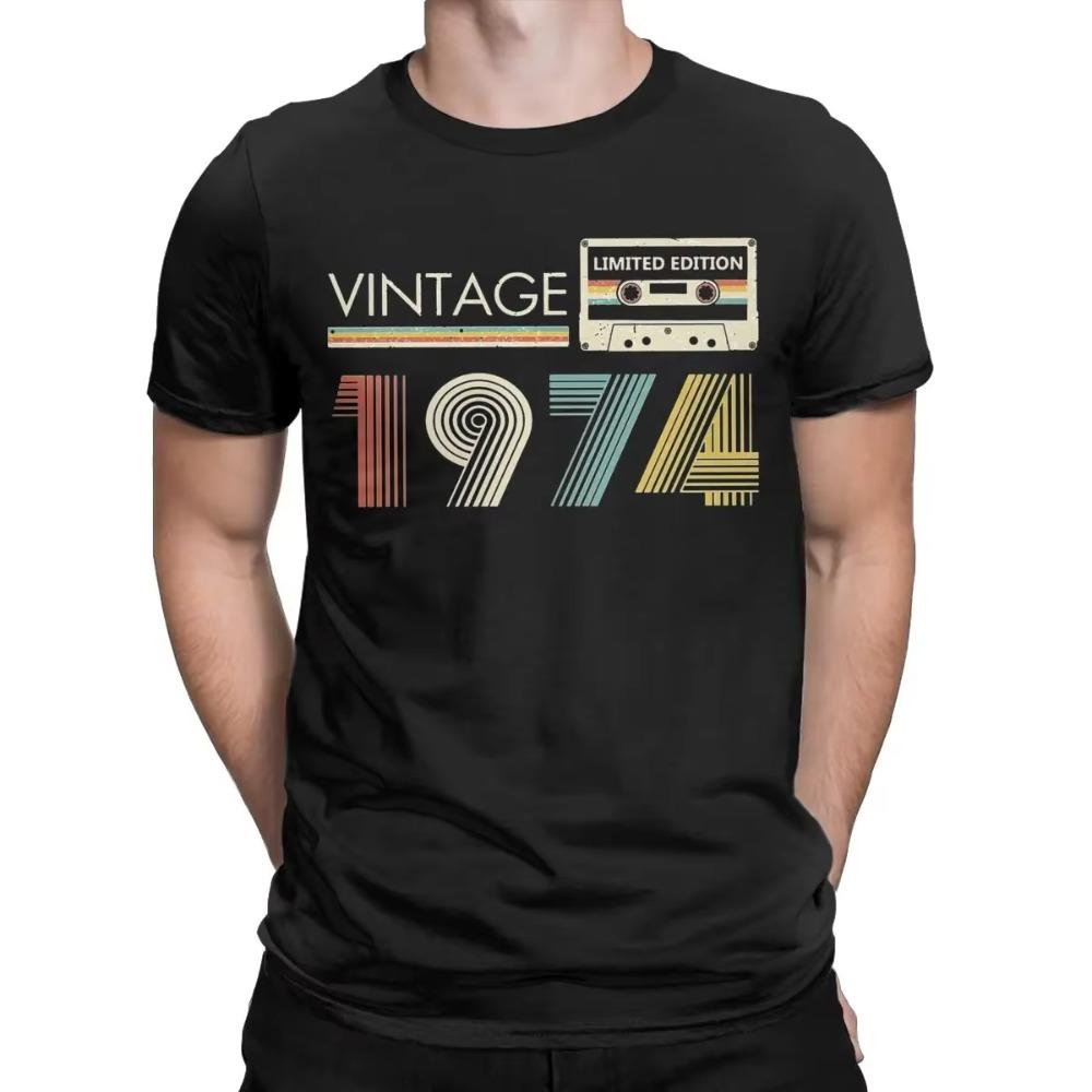 Men's T-Shirt Vintage 1974 Limited Edition Vintage Cotton Tee Shirt Short Sleeve 50 Year Old T Shirts Round Collar Clothes Gift