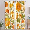 2pcs Decorative Curtains70s Style Castle Fairy Curtains   Watercolor Yellow Flowers   Green Leaves for Living Room
