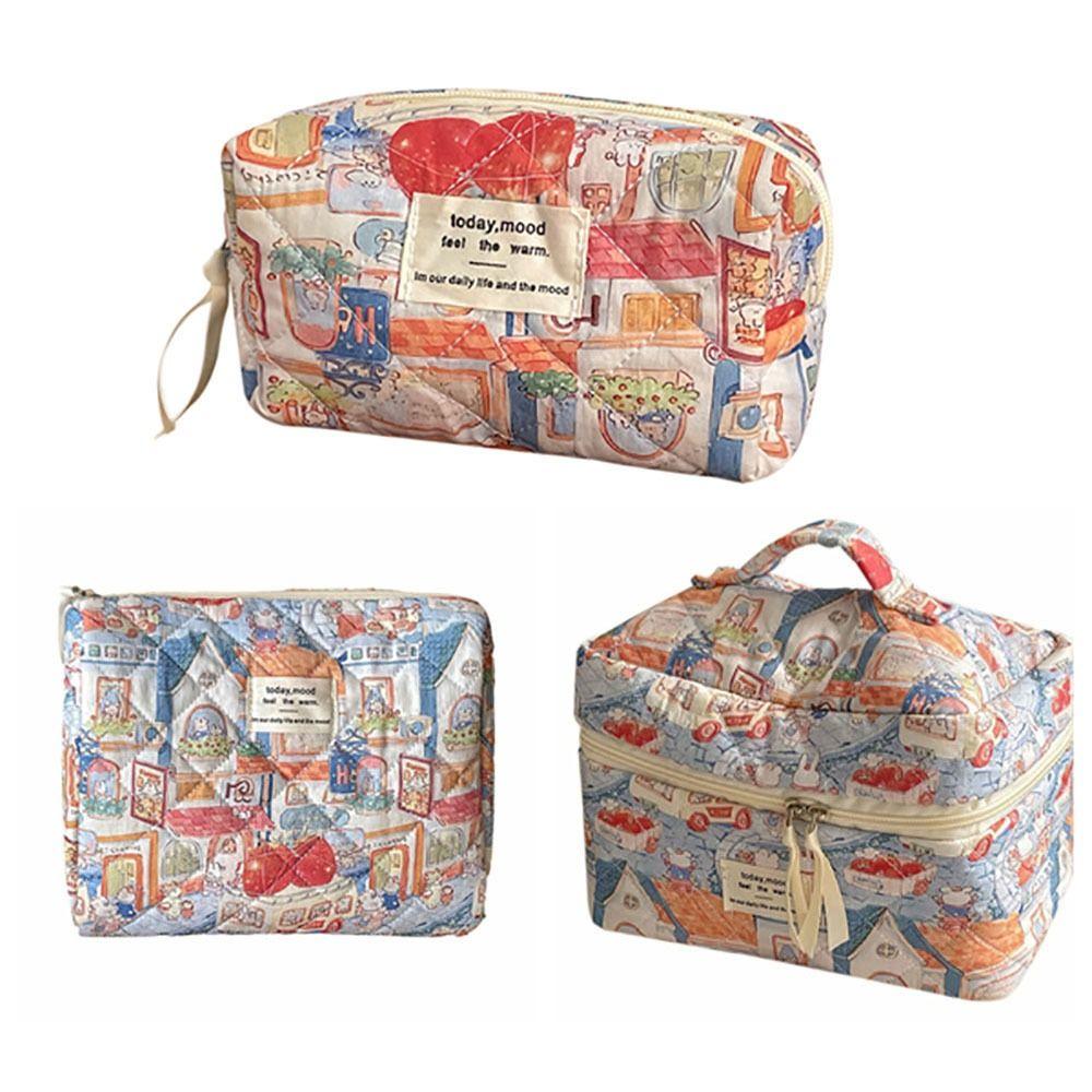 Fashion Cartoon Animals Pattern Makeup Bag Large Capacity Zipper Pouch Cosmetic Storage Handbag Washbag Travel Organizer