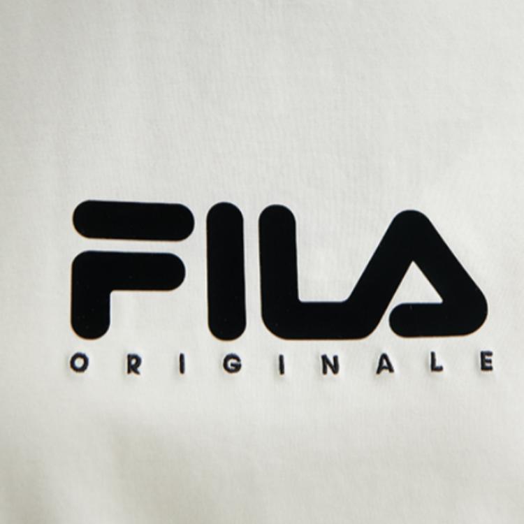 New FILA Casual Suits Women's Clothing Sets Cloud White Top+Black Shorts F11W429113F-WT+F51W429802F-BK