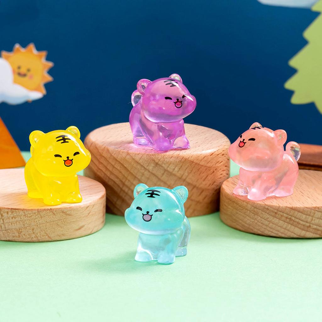 10-30 Stück Leuchtende Tigerfiguren Leuchten im Dunkeln Mini Harztier-Ornamente Zubehör für DIY Feengarten Partygeschenke Geschenk