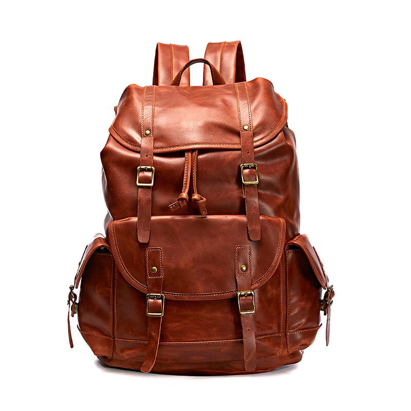 DCLOUD Vintage Crazy Horse Leather Travel Backpack