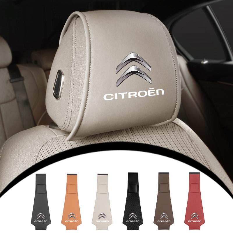 2Pcs Car Styling Neck Pillowcase Leather Headrest Storage Cover For Citroen C4 C3 C5 C1 C2 Berlingo Celysee Cactus Picasso