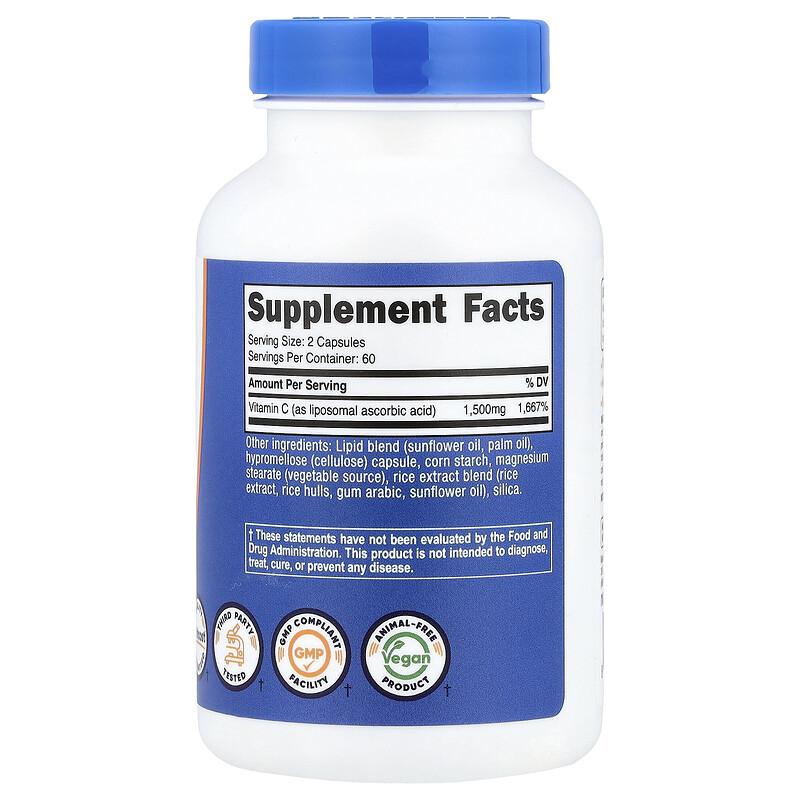 Liposomal Vitamin C, 120 Capsules (750 Mg Per Capsule)