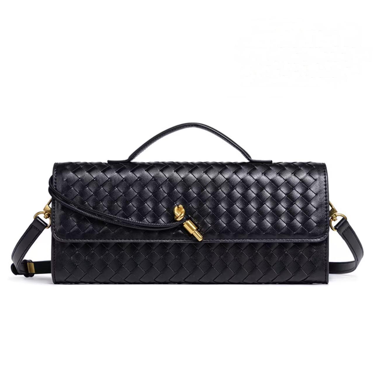 New woven bag shoulder bag baguette bag niche high-end horizontal style hand-held dinner bag messenger bag all-match bag 3098₽
