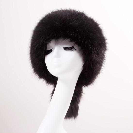 Imitation fox fur round flat top imitation fur hat thickened autumn and winter Russian Mongolian hat warm tail hat