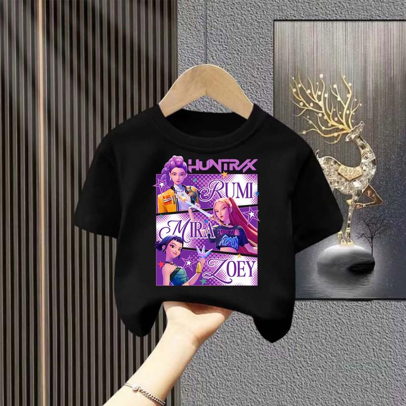 Kpop Lovci démonů Dětské oblečení Tričko s krátkým rukávem Roztomilé Kpop Lovci démonů Tygří Harajuku Tričko pro kluky a holky