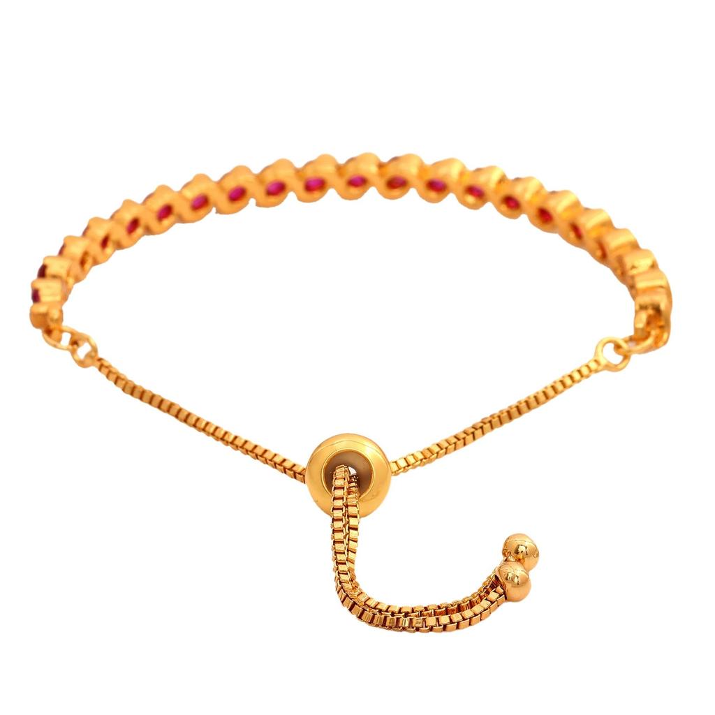 Женский позолоченный браслет Estele Candy с рубиновыми кристаллами (регулируемый)