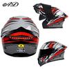 Full Face Motorcycle Helmet With LED Tail Light Feature Unisex Flip-Up Design Off-Road Street Riding All Season ABS