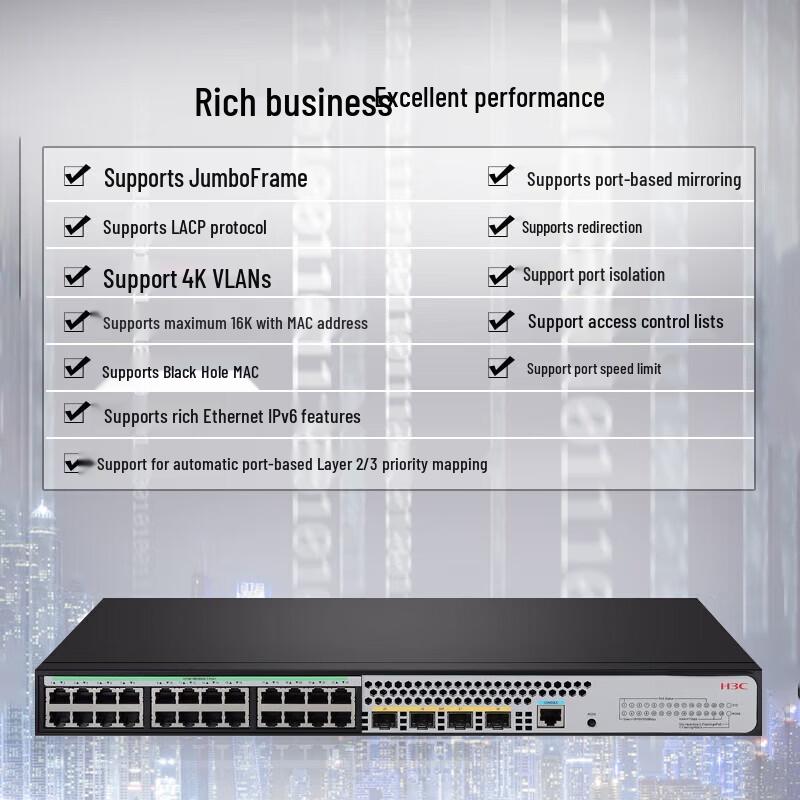 H3C S5024X-PWR-EI 24-Port Gigabit PoE+ Enterprise Switch