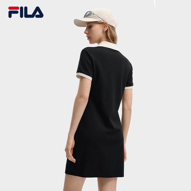 FILA Original Basic Solid Color Simple Short Sleeve Dress Women dresses F11W639311FBK
