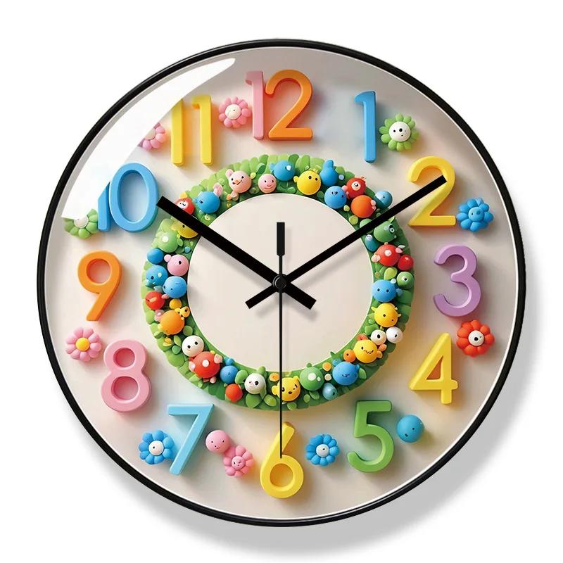 10/12/14 Inch Cartoon Wall Clock Household Simple Fashion Quartz Clock Creative Wall Watch Children s Room Cute Wall Clocks (as the picture,10 inch)