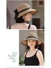 Women's Korean Style Knitted Straw Sun Hat with Large Brim and Bow