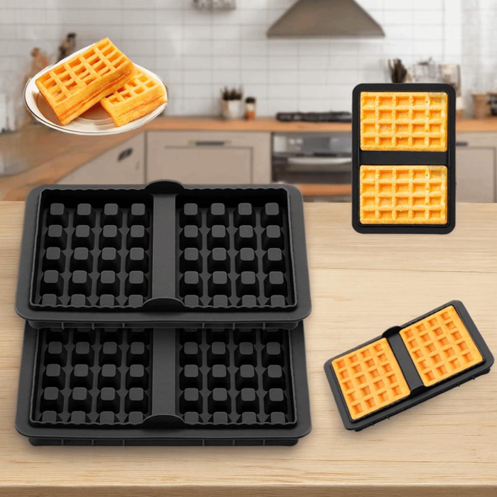 2 Piece Silicone Air Fryer Waffle Mold Heat-resistant Non-stick Waffle Maker Square/Rectangular Waffle Tray Chocolate