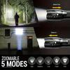 High Power Tactical T6 LED Flashlight 5 Modes Waterproof Zoom Torch Aluminum Alloy Portable Light for Camping Hiking Hunting