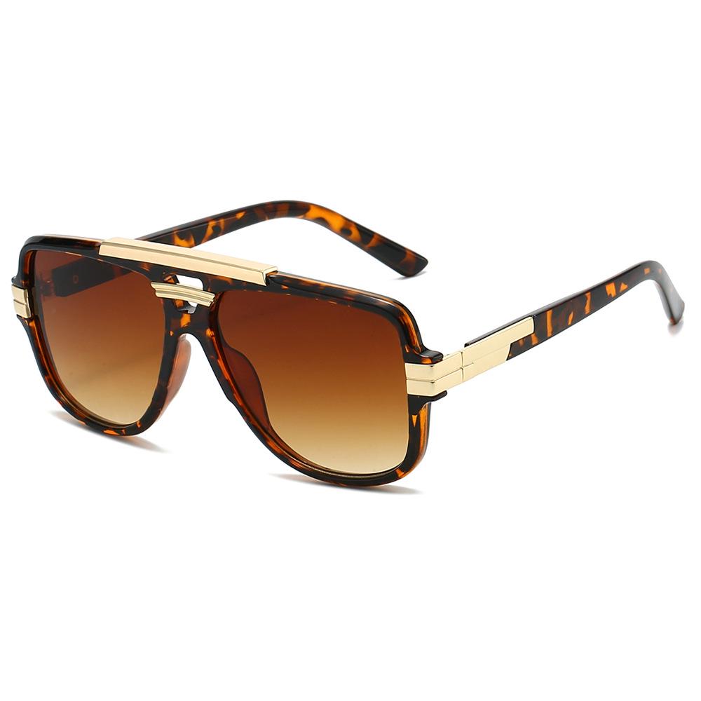 Trendy European-American Retro Square Frame Men's Metal Sunglasses