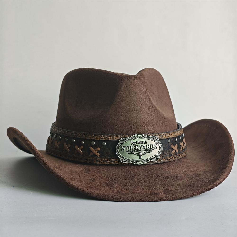 New Western Cowboy Hat For Women Men With Shapeable 7.5Cm Wide Brim Western Suede Hat For Cowboys And Cowgirls Sombrero Vaquero