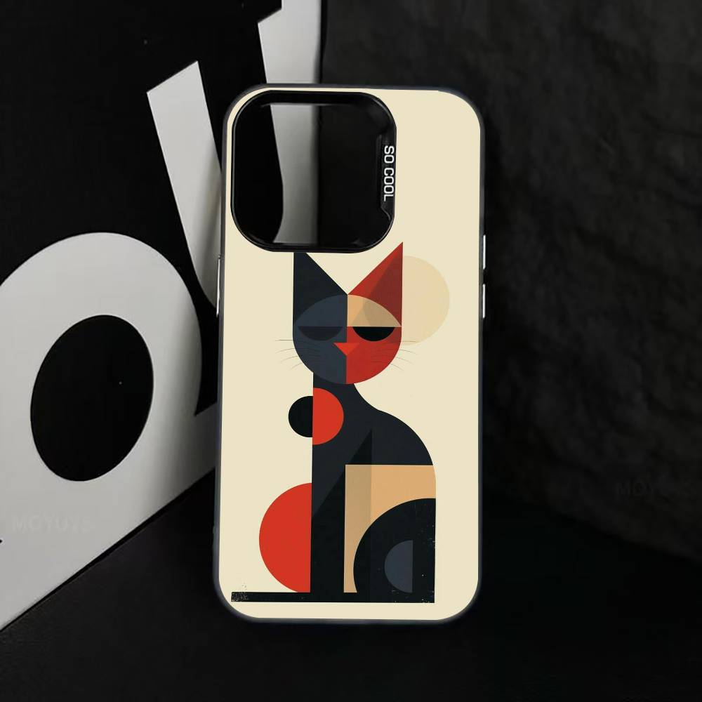 Minimal Bauhaus Pattern Phone Case For iPhone 17,16,15,14,13,12,11 Plus,Pro Max,XS,Colorful Silver Black Cover