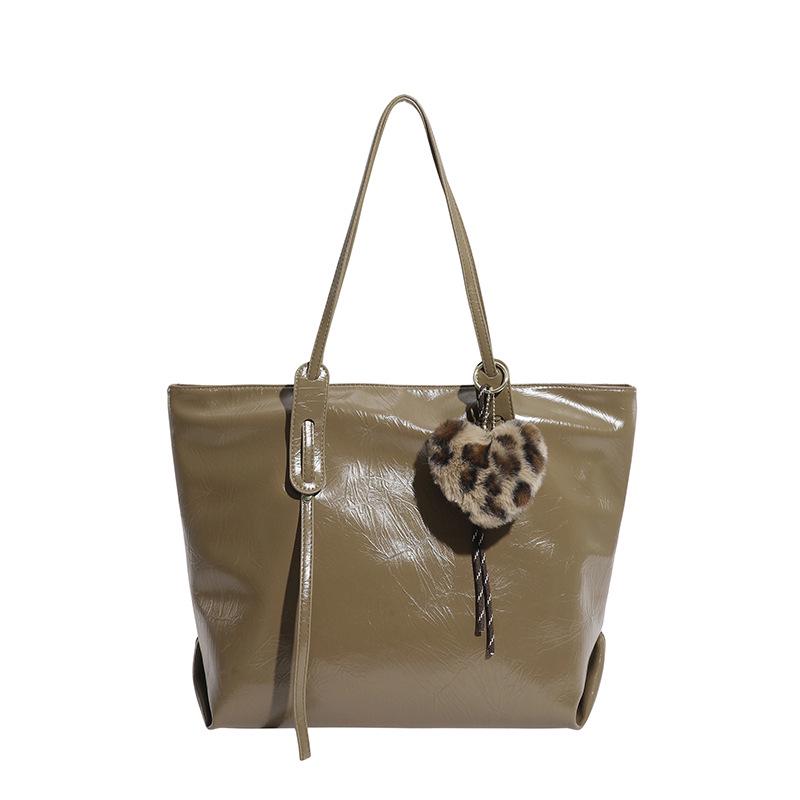 

Women s Retro Leather Shoulder Tote – Large Capacity, Versatile, Casual Handbag Single Bag хаки