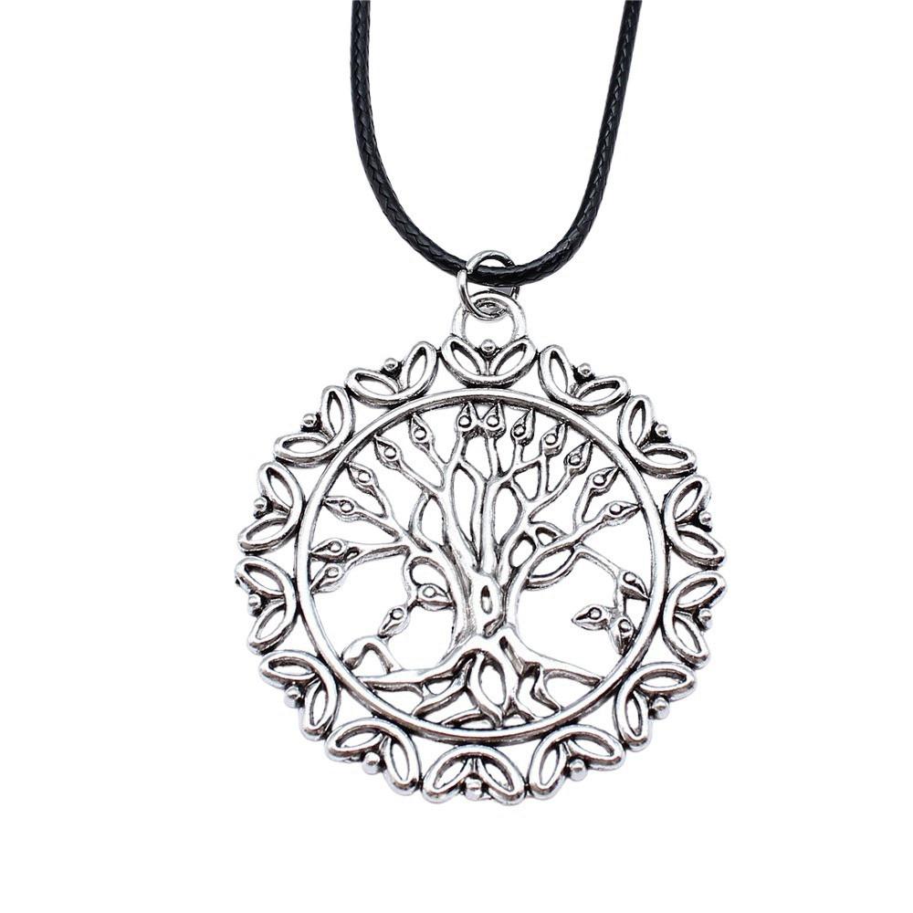 Antieke Levensboom Hanger Ketting Natuur Boho Statement Sieraden 45cm Leren Ketting