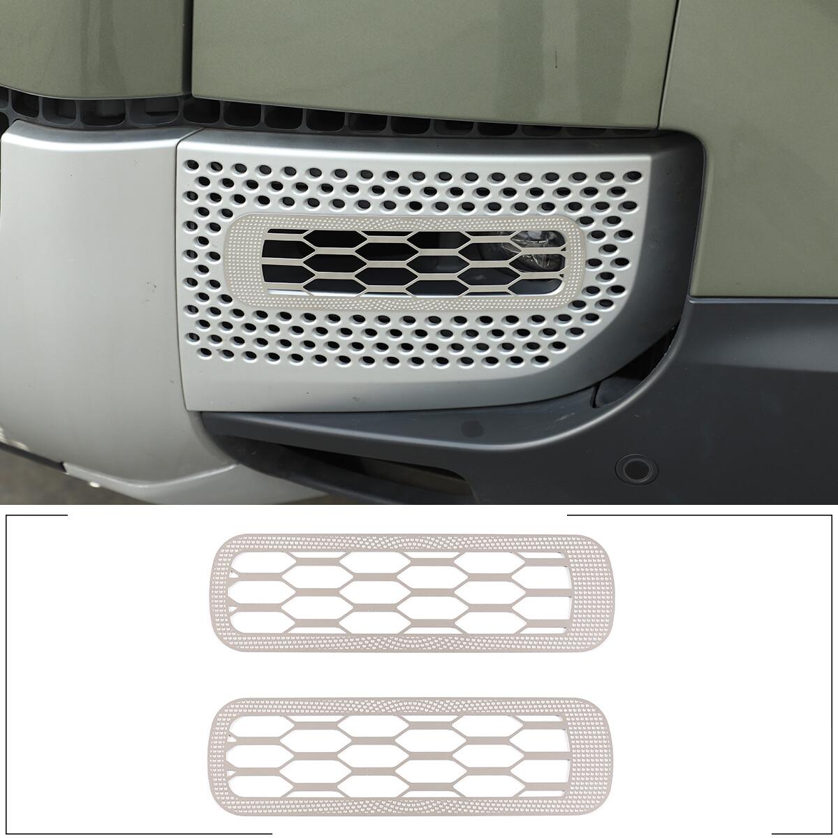 Stainless Front Fog Lamp Protective Net Cover trim For Land Rover Defender 20-22