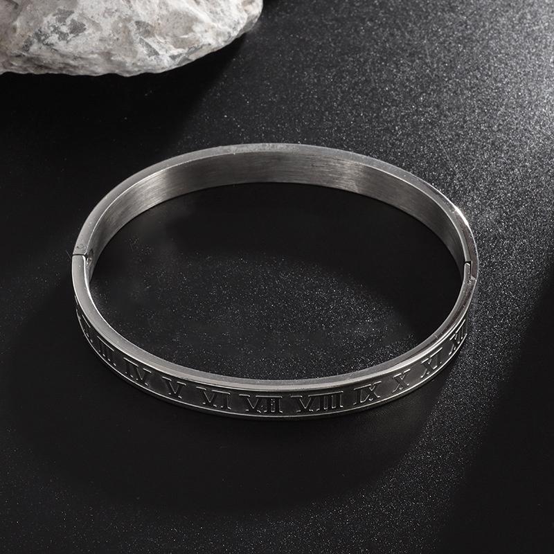 

Нержавеющая сталь выгравированные римские цифры браслеты мужчины женщины ювелирные изделия аксессуары подарок серебряный