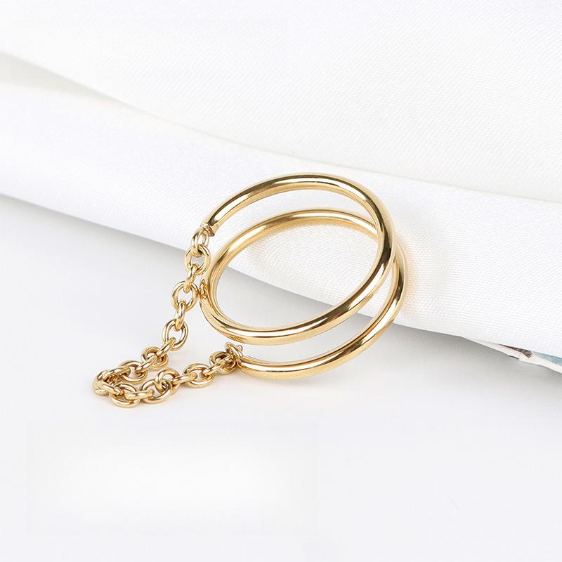Double-layer Small Chain Ring, Titanium Steel Vacuum Plating Ring, High-end Niche Accessories for Women