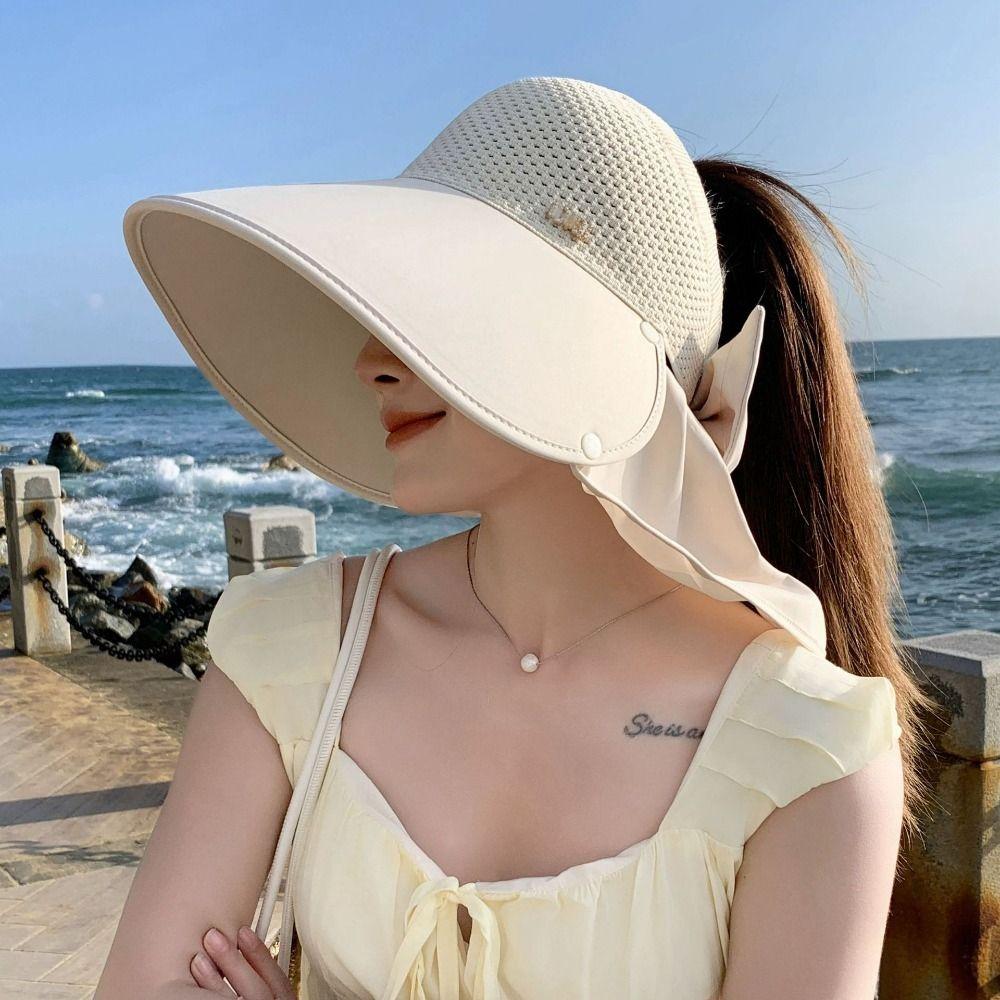 Adjustable Wide Brim Sun Hat UPF 50+ Empty Top Hat New Design Full Face Cover Hat  For Women