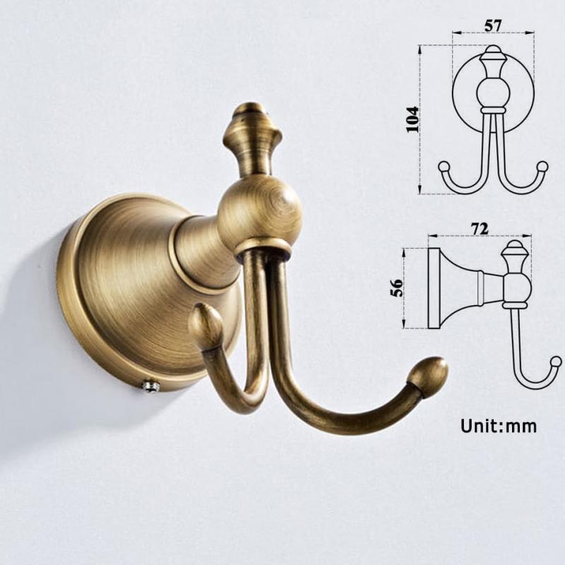 

Solid Brass Double Hooks Towel Rack, Antique Bath Robe Hook, Vintage Bathroom Door Clothes Hanger for Bathroom Kitchen